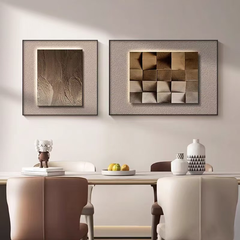 黑白极简客厅挂画抽象几何沙发背景墙装饰画现代简约两联餐厅壁画