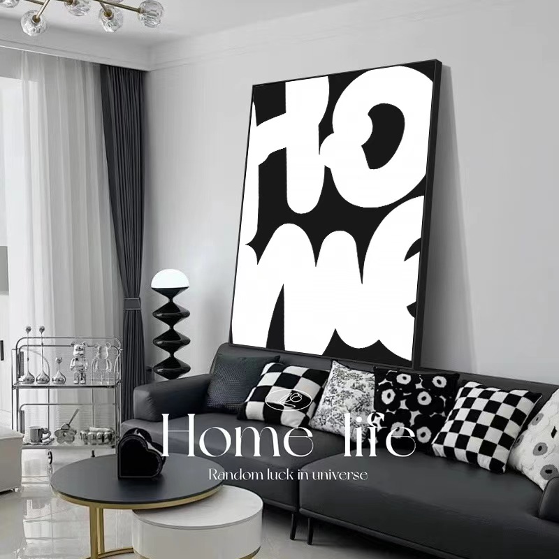 现代简约壁画装饰画客厅极简黑白字母玄关画高级感沙发背景墙挂画