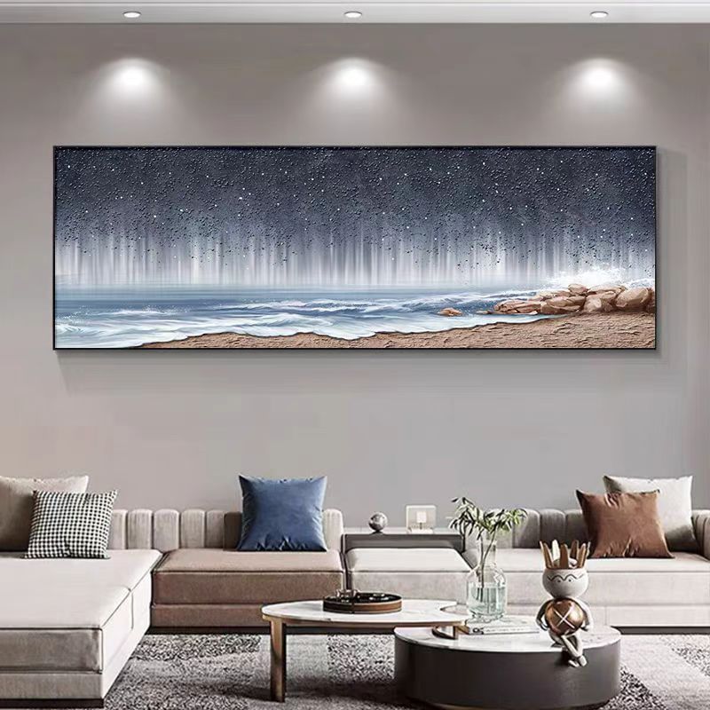 星空高级感客厅装饰画抽象视觉肌理感沙发背景墙挂画简约横幅壁画