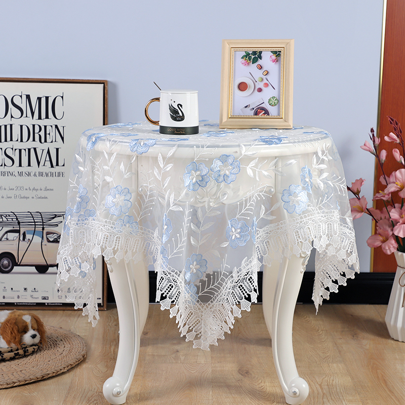 （樱花+圆花）欧式小圆桌桌布蕾丝长方形家用防尘盖巾茶几布餐桌布
