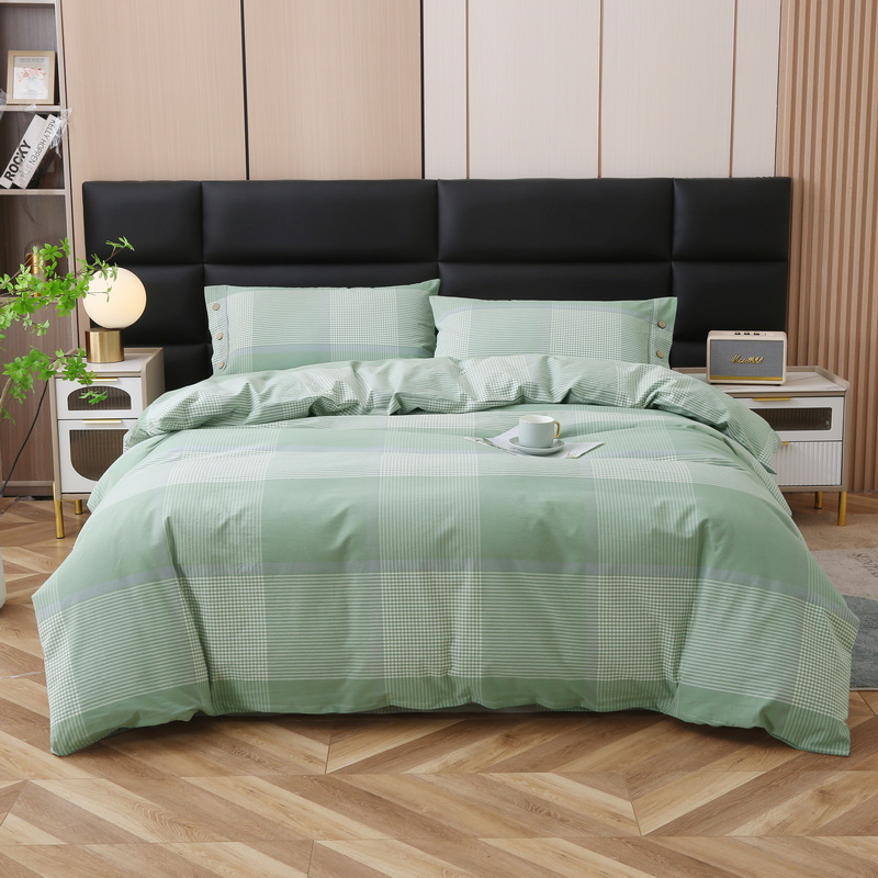 庄织【尚品】水洗软粗布四件套100%A类全棉色织老粗布四件套与墨绿