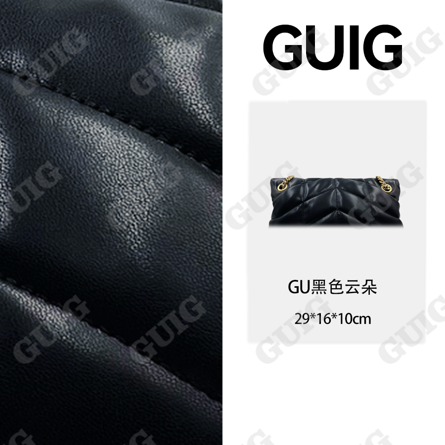 GUIG24秋冬新款手工真皮定制女包云朵黑色1
