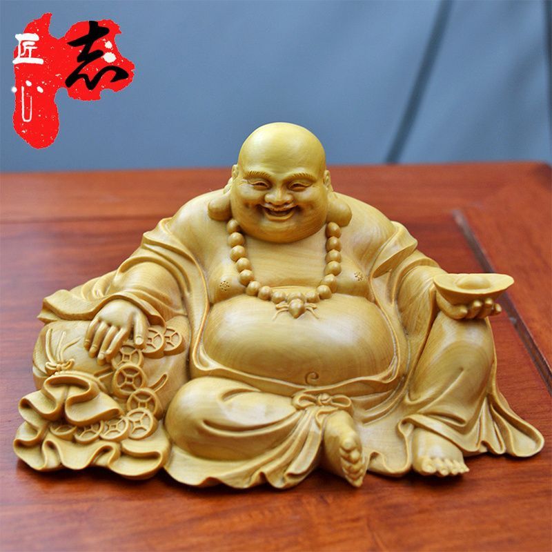 乐清黄杨木雕汽车摆件佛像车载弥勒佛手把件卧佛家居工艺品母亲节