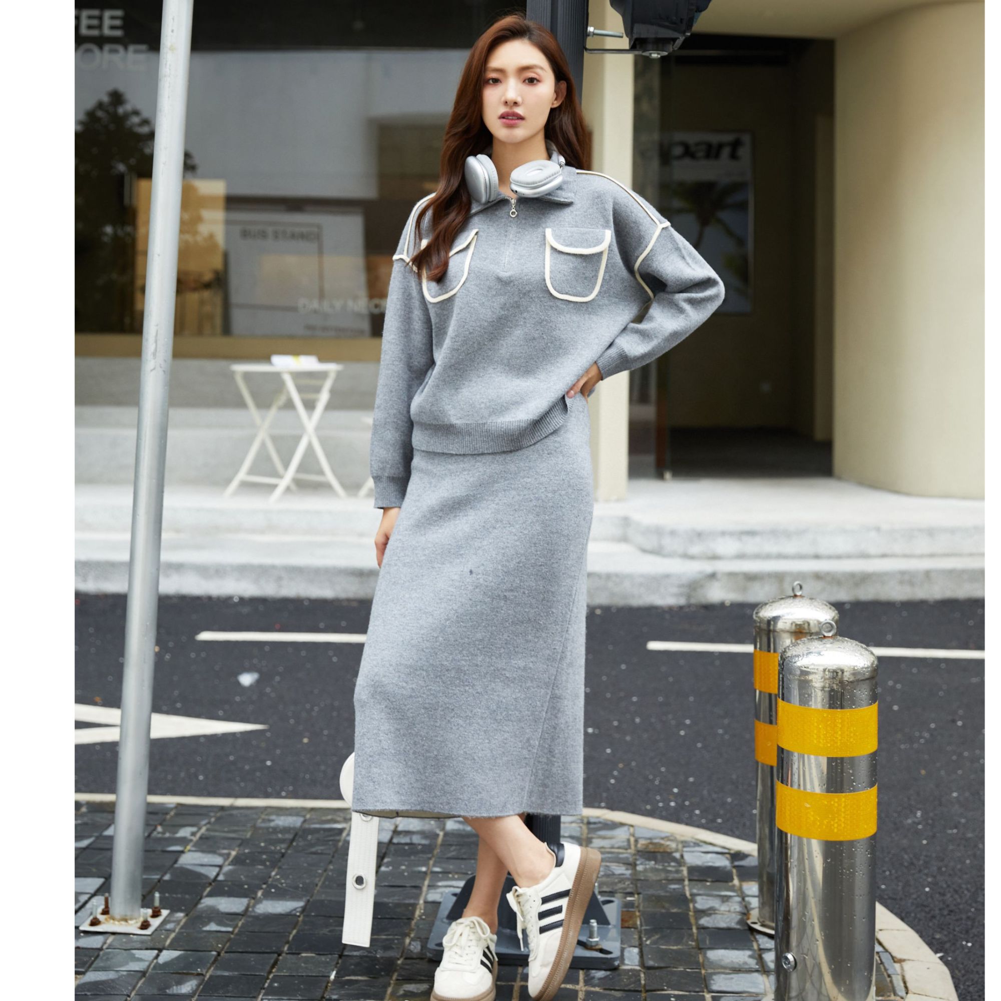 【小铃铛】芭依璐时尚简约气质法式连衣裙套装88TZ808