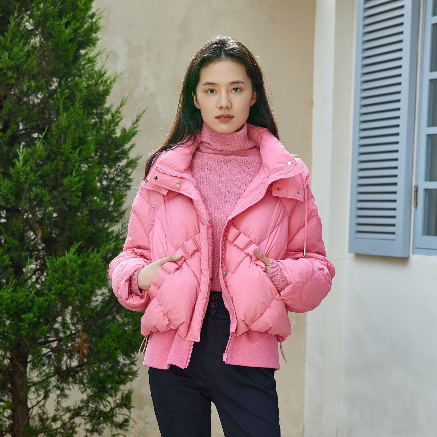 【苏苏】芭依璐微皱立体时尚甜美浪漫羽绒服88Y6035