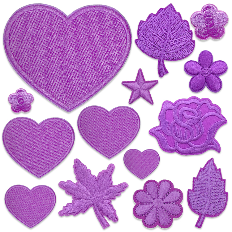 自粘紫色刺绣布贴羽绒服台布毛衣卫衣裤补丁贴装饰修补破洞贴组合