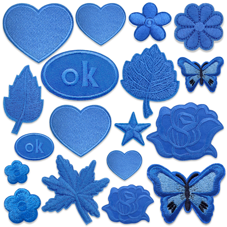 彩蓝色补丁贴衣服裤子自粘布贴羽绒服冲锋衣校服修补破洞刺绣贴花