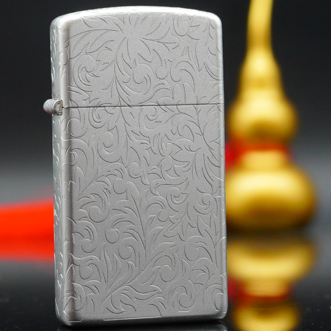 ZIPPO打火机XF1605窄机缎纱磨砂银五面唐草DY9914DK