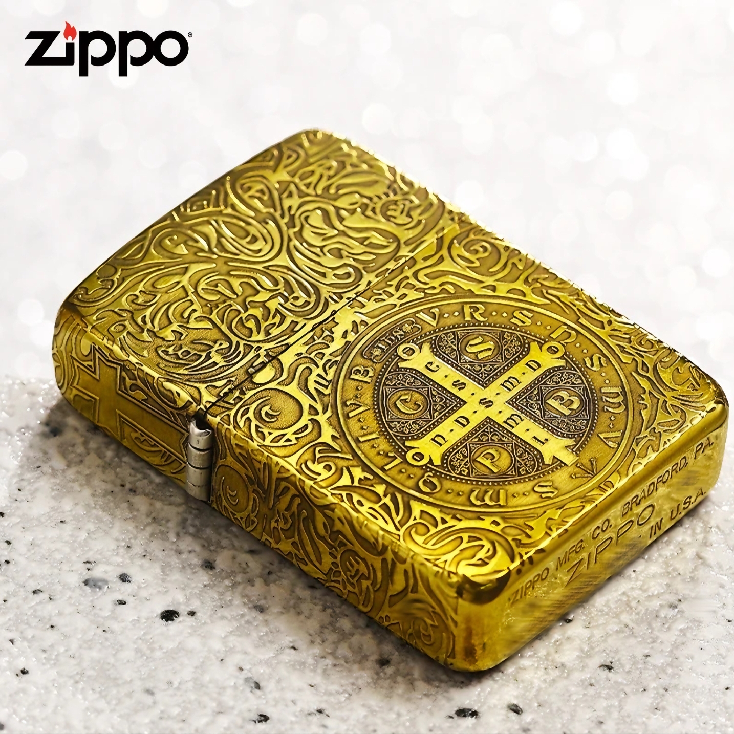 ZIPPO打火机煤油防风1941复刻康斯坦丁纯黄铜正品五面精雕DYJ1