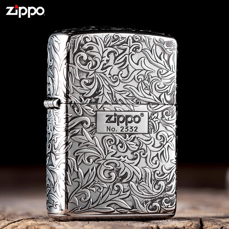 ZIPPO/之宝打火机正品盔甲包银唐草花五面精雕限量版防风煤油DYJ1