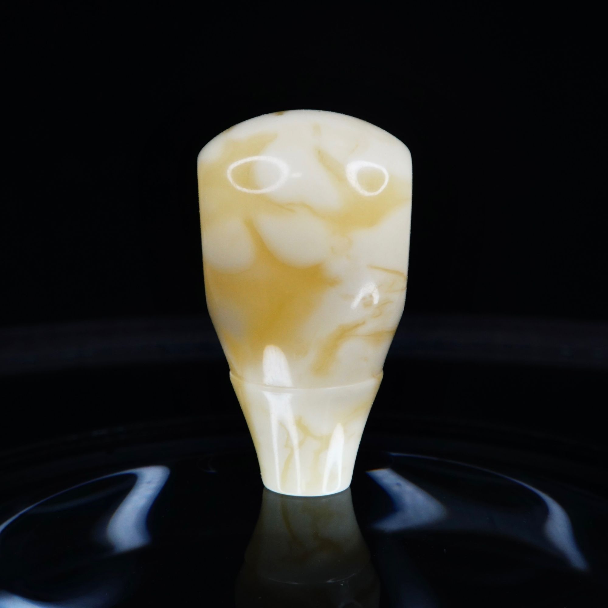 13.3mm金白浓蜡溶洞一体三通 天然琥珀蜜蜡精工文玩配饰 一物一拍