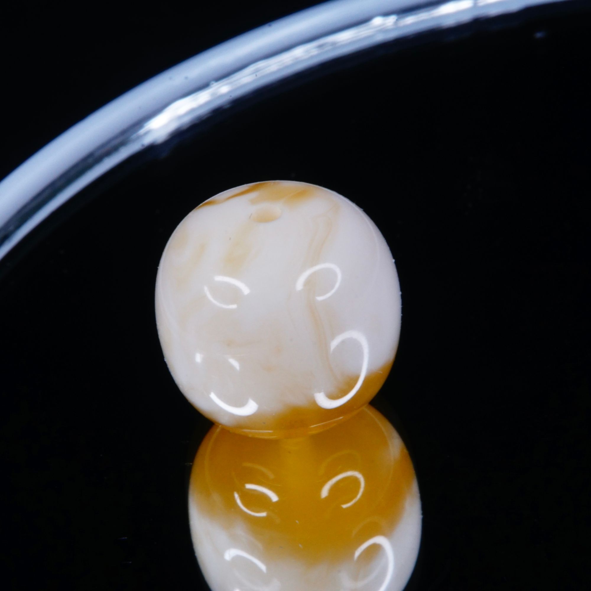 11.8mm金瓷白溶洞妖花精工老型单珠  天然琥珀蜜蜡手作文玩配饰