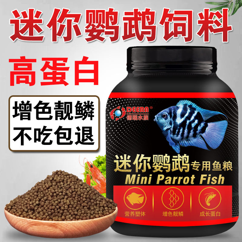 迷你鹦鹉鱼饲料宝蓝鹦鹉鱼专用鱼食小颗粒热带鱼小型鱼粮开口微粒