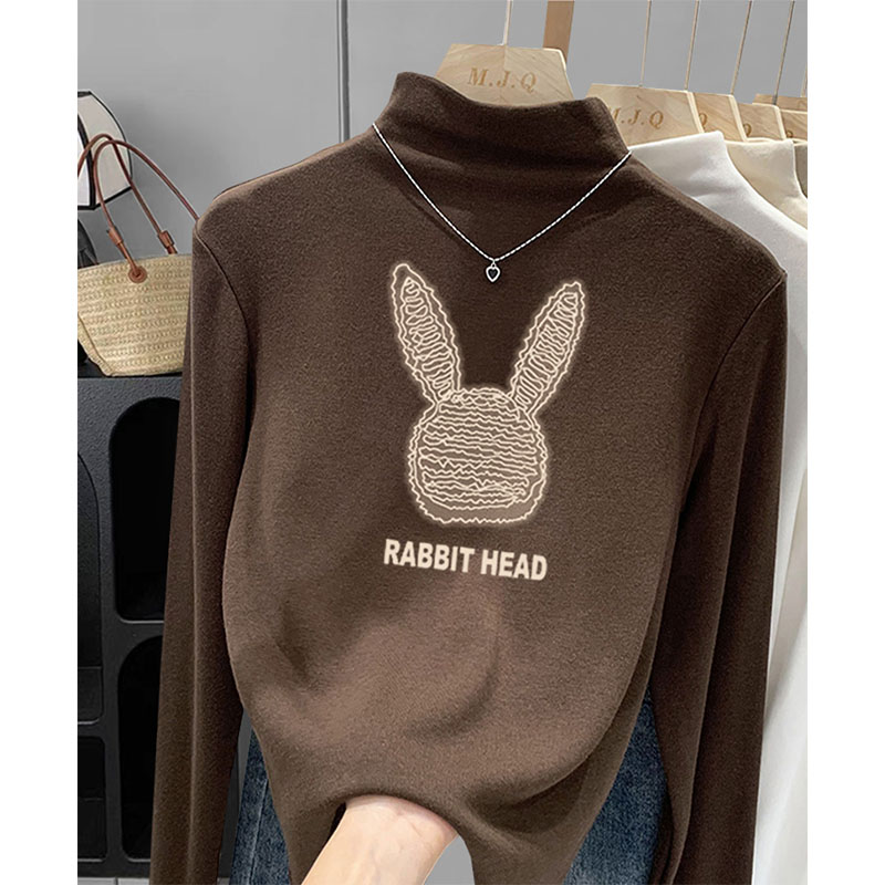 2023新爆款德绒打底衫内搭加厚半高领长袖t恤女秋冬季新款上衣潮