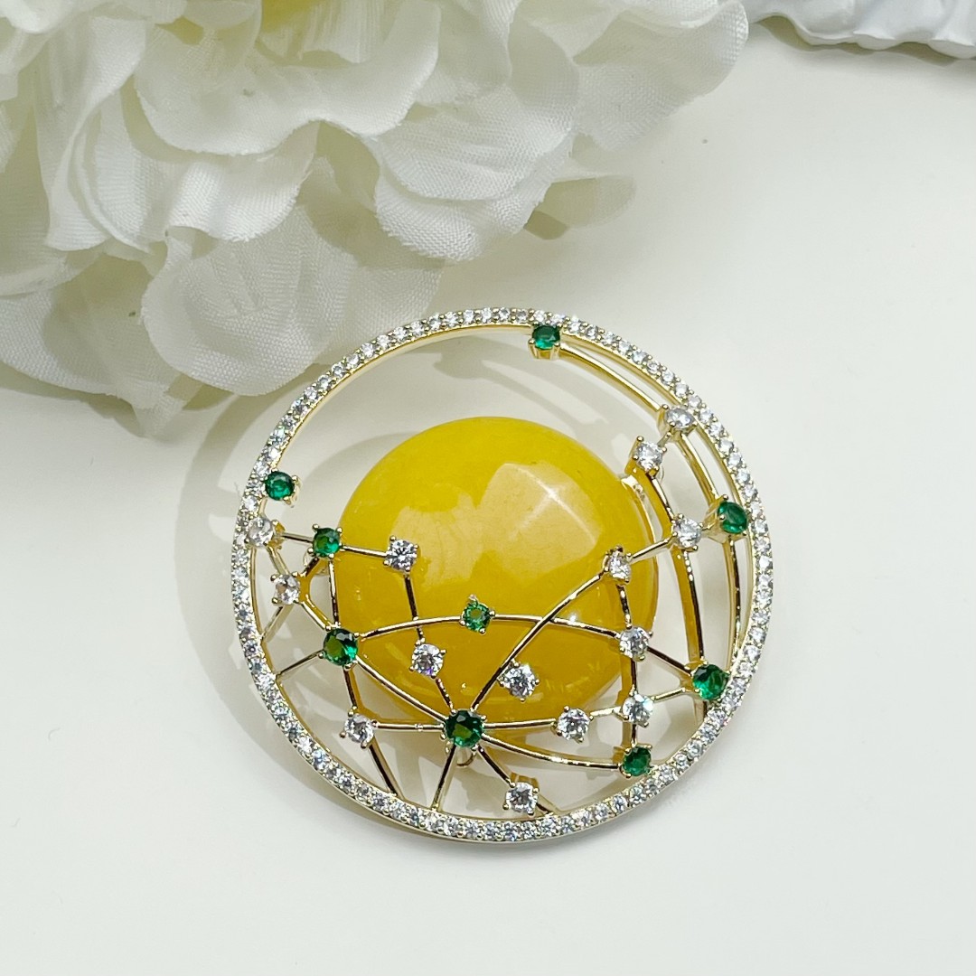 铜合金合成锆石胸针 HY2085环星之蜜胸针