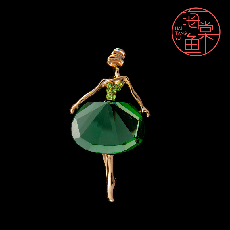 锌合金仿水晶胸针  FL448青春小女孩胸针