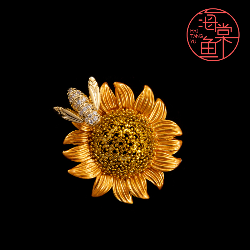 铜合金合成锆石胸针 FL047设计版朝夕胸针