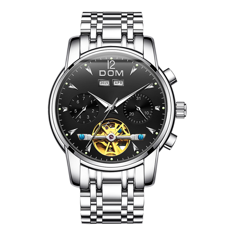 DOM多功能高档男款名表 全自动机械双日历防水 夜光男士手表M-75