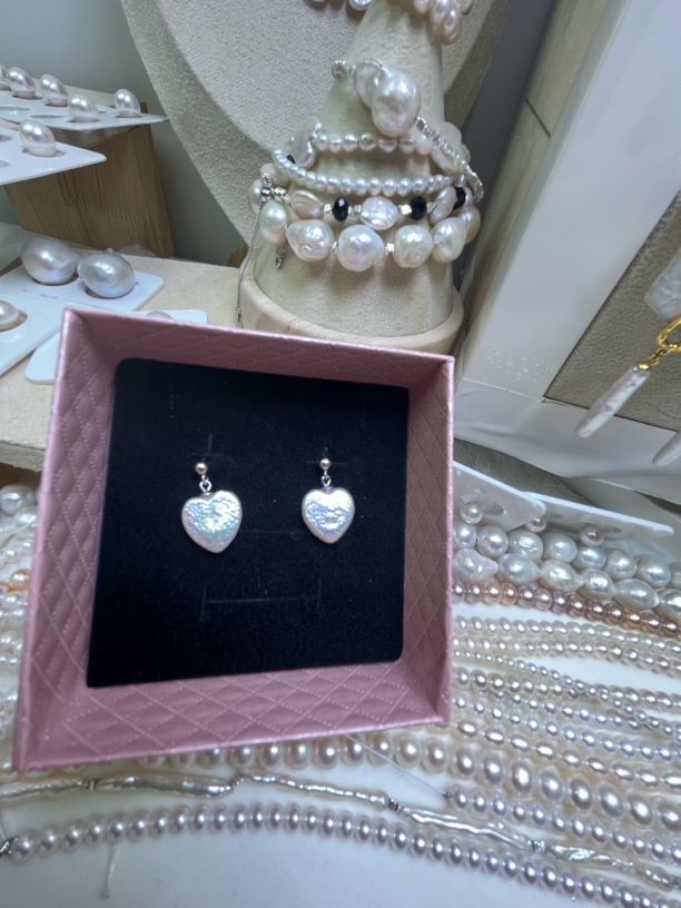 合金耳饰 福利 淡水爱心巴洛克耳饰清新减龄款