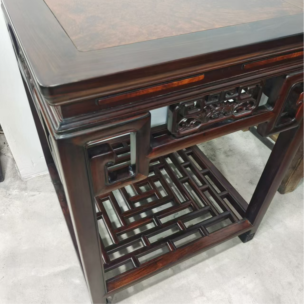 红木框架四方棋桌