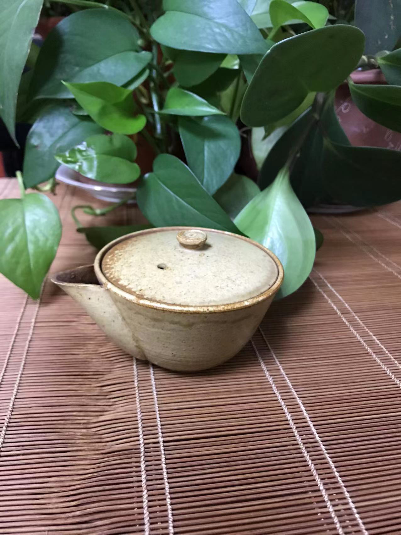 萩烧老宝瓶急须 盖部小磕碰 不影响美观使用 满水100cc