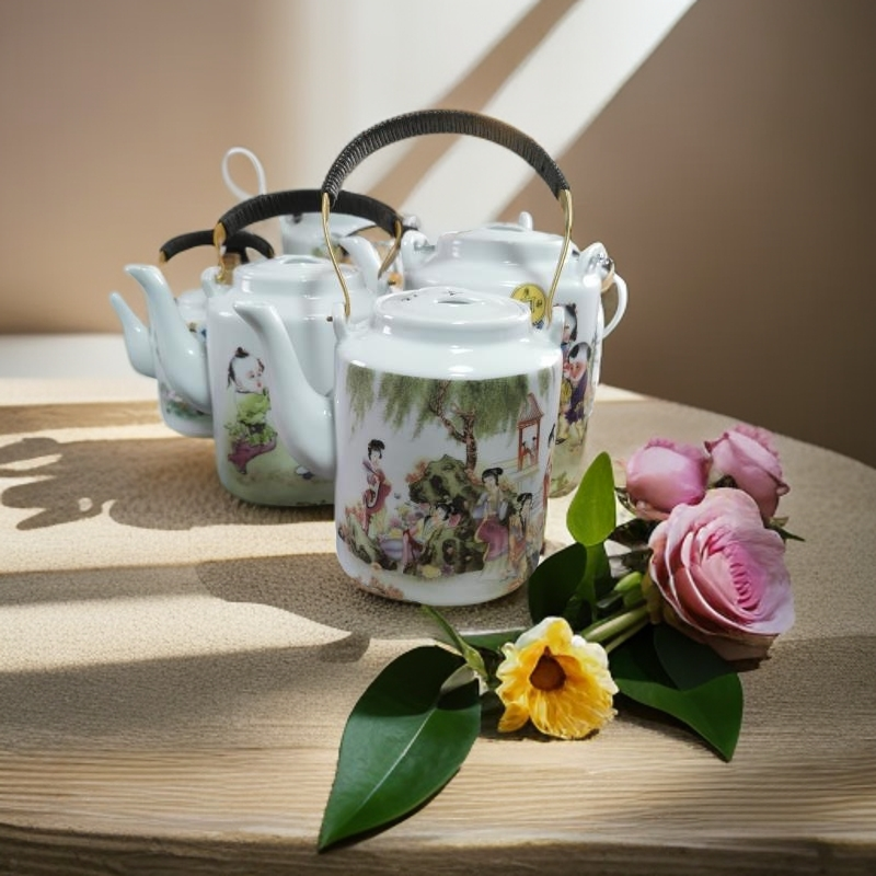 景德镇新款清乾隆清仓粉十二金钗两斤茶壶茶壶中式摆件老式茶壶