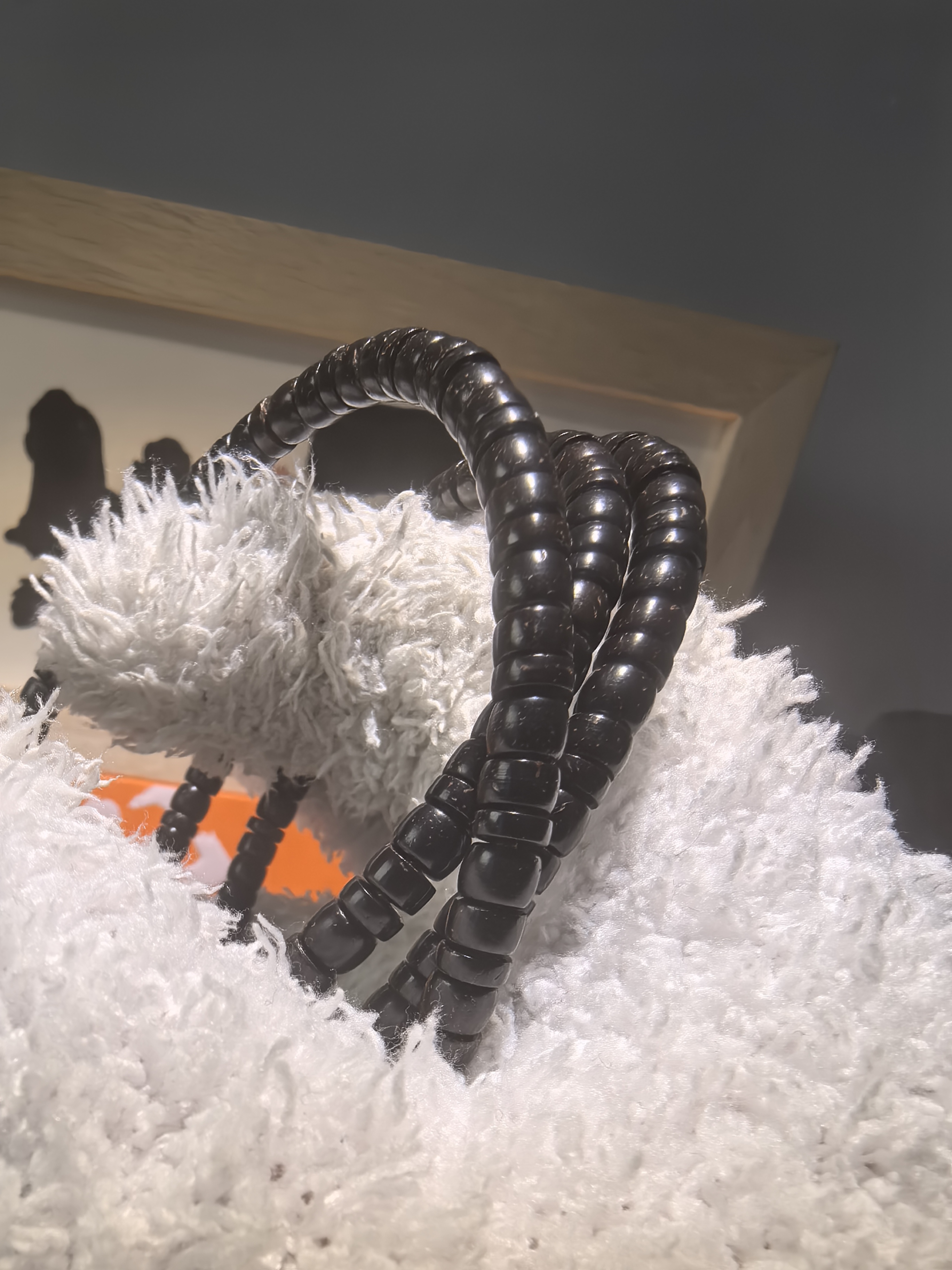 印尼椰壳黑金药片脖挂108颗原生态椰蒂珠