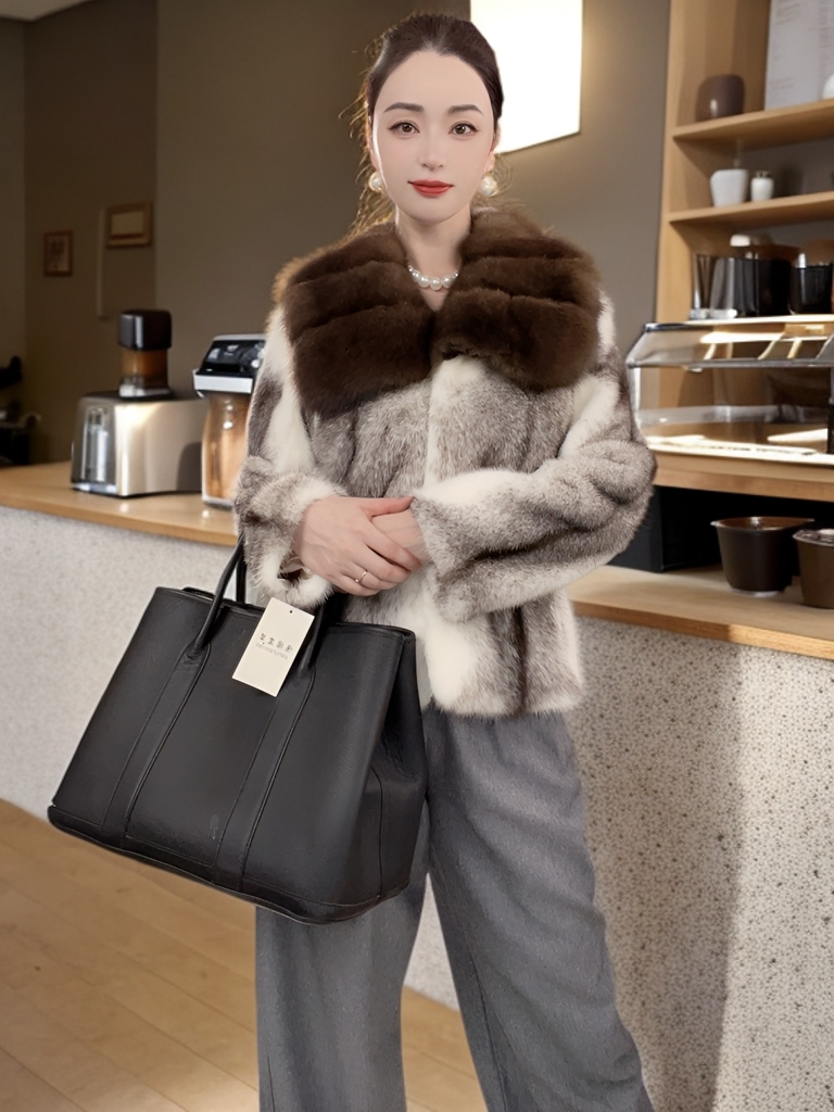 【帝卡兰】S005新款貂短款外套高级大牌 百搭显瘦紫皮草