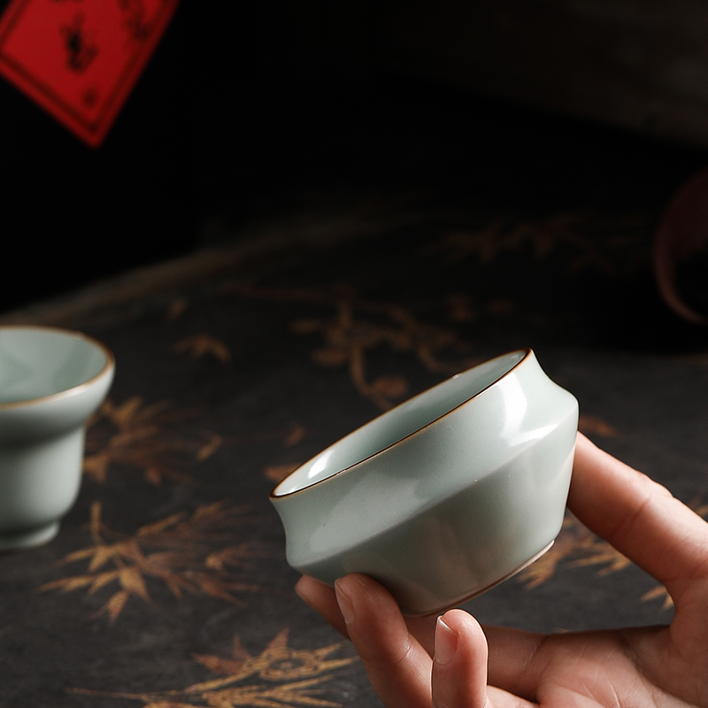 独清 汝窑主人杯折肩杯 陶瓷茶杯功夫茶杯专用杯家用个人杯品茗杯