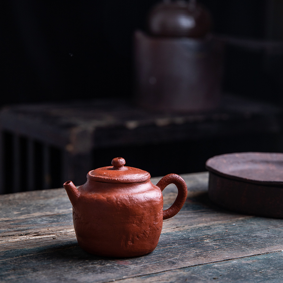 独清 手作原矿紫砂壶 保留肌理功夫茶全手工朱泥泡茶壶小壶100ml