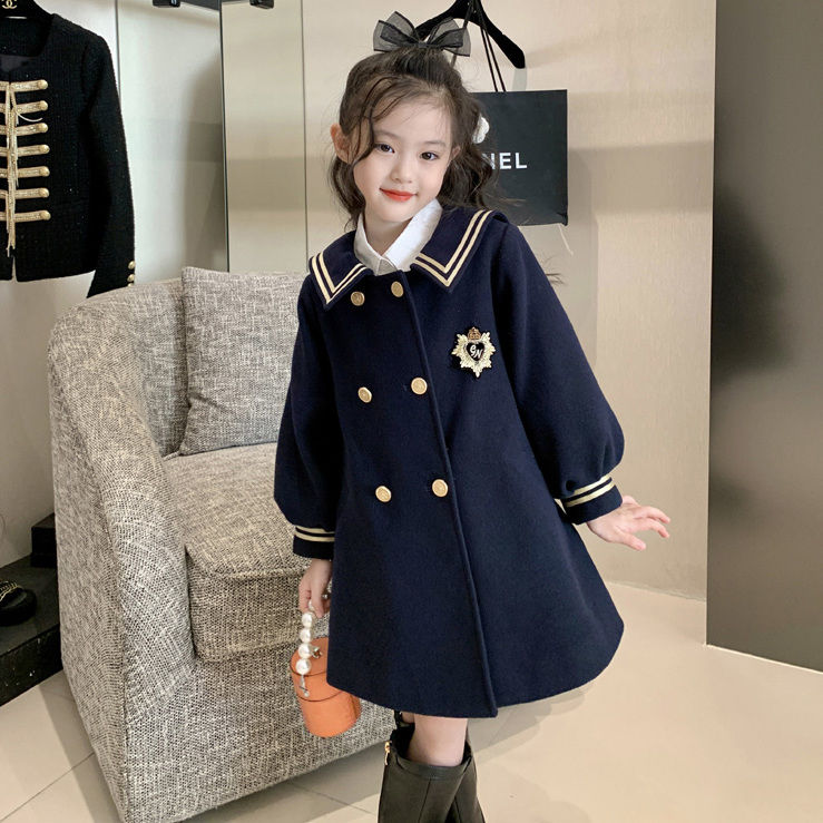 女童毛呢外套洋气学院风韩版宽松秋冬季新款儿童呢子大衣加厚女孩