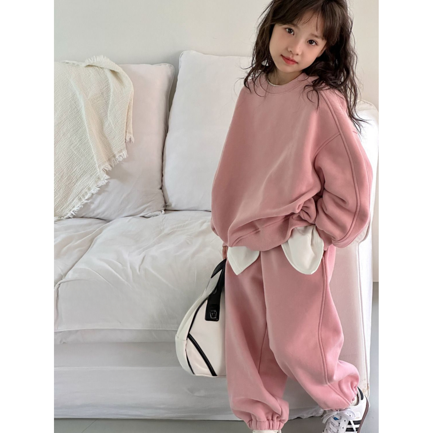 女童秋冬卫衣套装2023新款潮款韩版套头衫加绒加厚卫裤潮款两件套