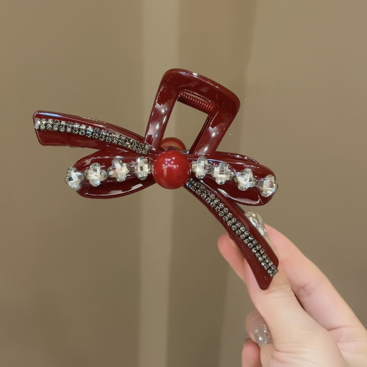气质高级感水钻蝴蝶结大抓夹后脑勺盘发头饰