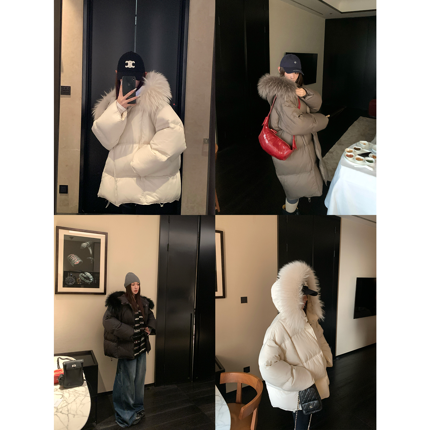 【现货】“抱笙听雪”貉子毛领90白鹅绒连帽长短羽绒服外套冬季