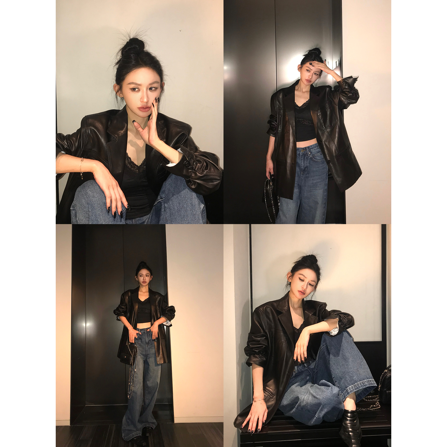 COCO皮草“炸场皮衣”新款进口植鞣绵羊皮真皮皮衣复古水洗外套女