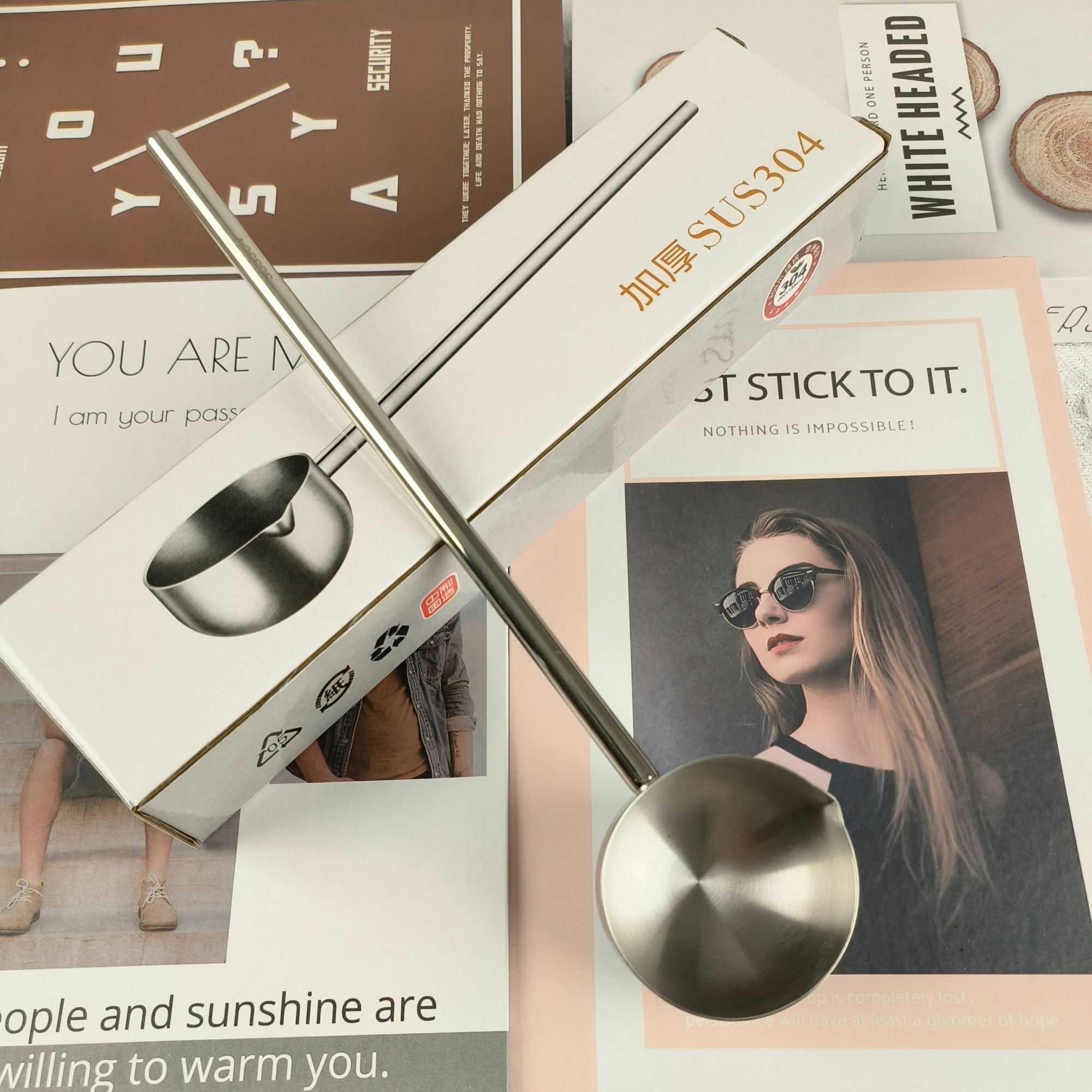 SUS 304不锈钢多功能长柄泼油勺加长鹰嘴热油淋油炝油勺