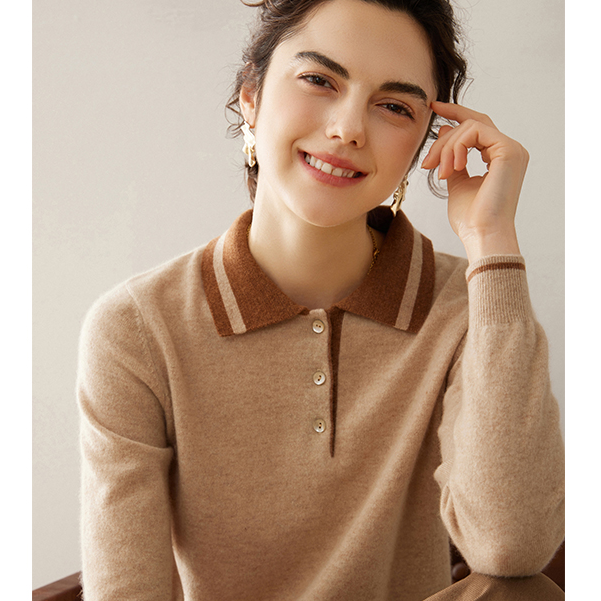 特jia价！【小禾同款】POLO衬衫领100%纯山羊绒衫NZC24017320