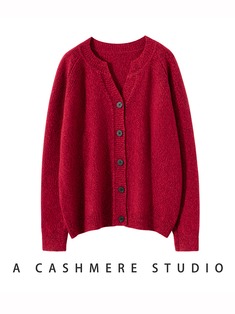 【小禾同款】100%纯羊绒花纱开衫重磅3股加厚 NSC~8613~085580