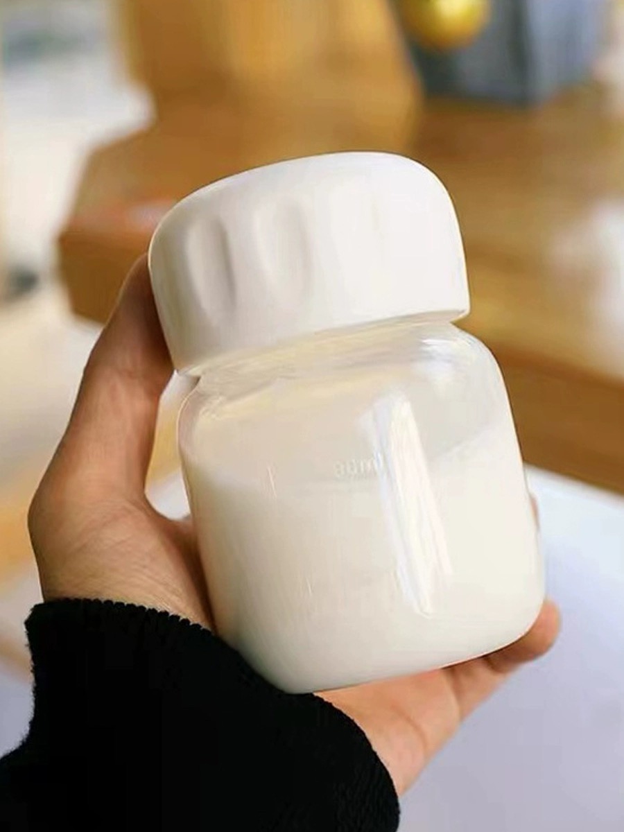 水杯高颜值玻璃杯女便携带盖迷你透明豆浆牛奶小杯子高硼硅胖胖杯