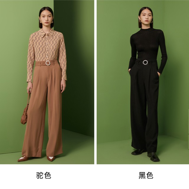 【小春子】M130952曼德诗通勤2024气场感阔腿裤西装裤垂坠长裤