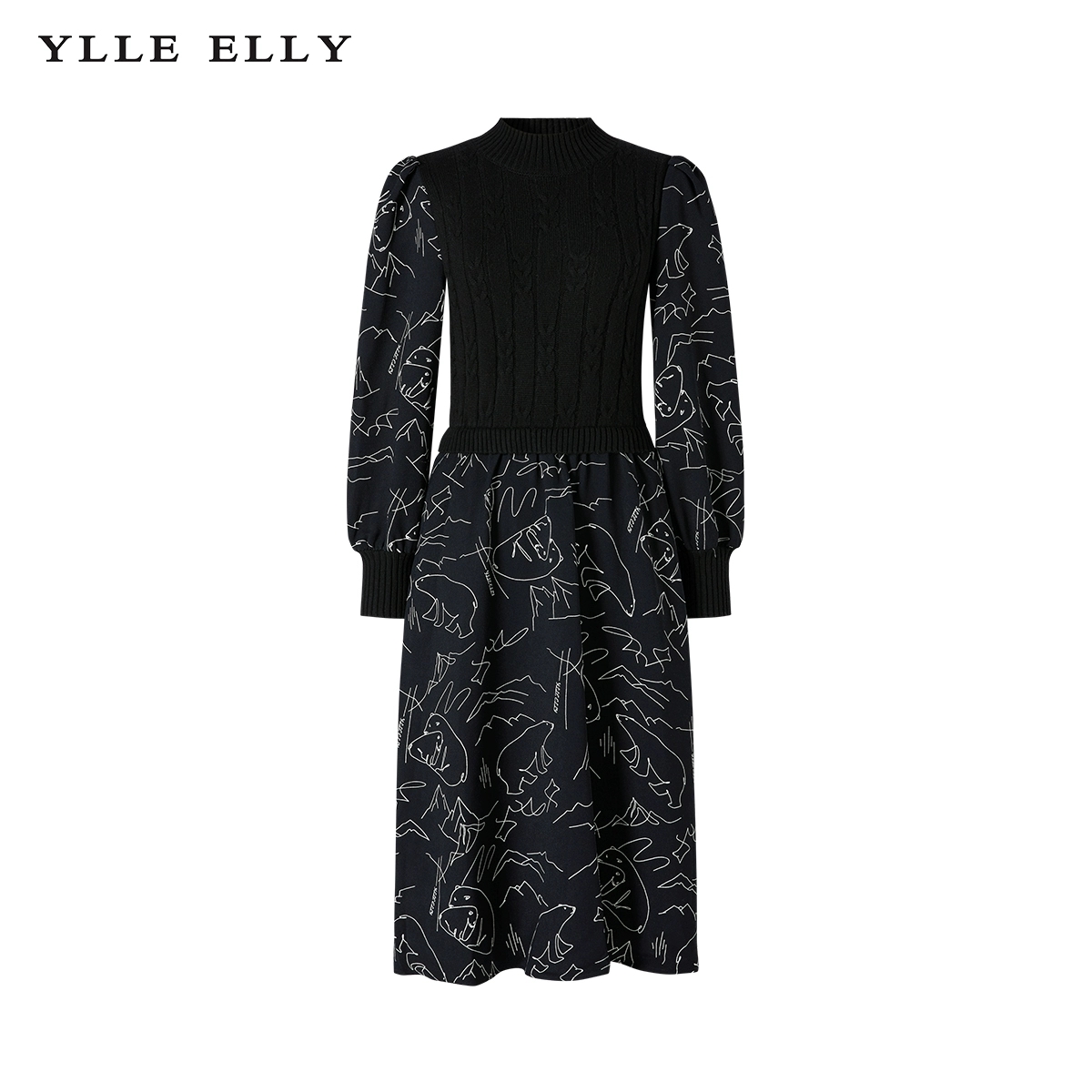 【芊芊专属】Y538306633收身连衣裙2023冬季新款羊毛拼接针织长裙