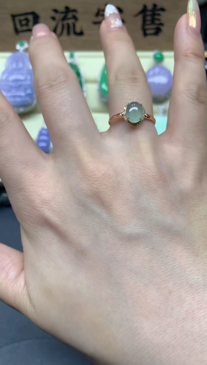 【闪购商品】翡翠戒指18K金镶嵌15-多人