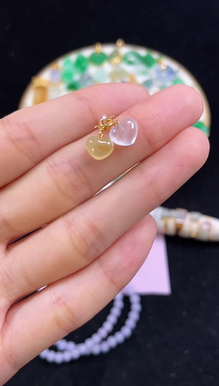 【闪购商品】翡翠吊坠(不含链)18K金镶嵌2个  JK131