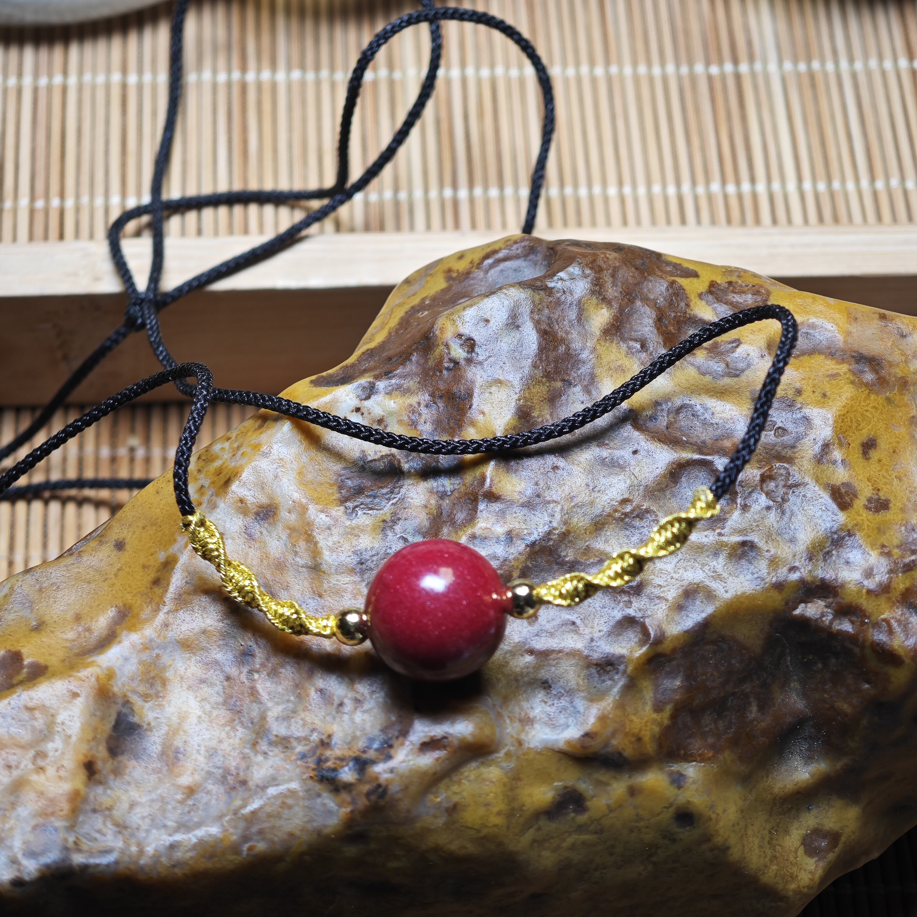 含辰砂工艺品高含量紫金砂单珠锁骨链转运珠吊坠（卡14MM）49