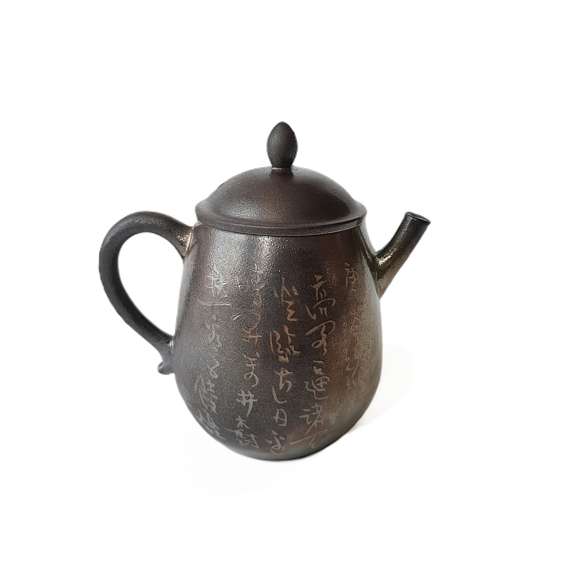 云南建水紫陶祥子柴烧精品彩填壶全手工小品160cc纯手工