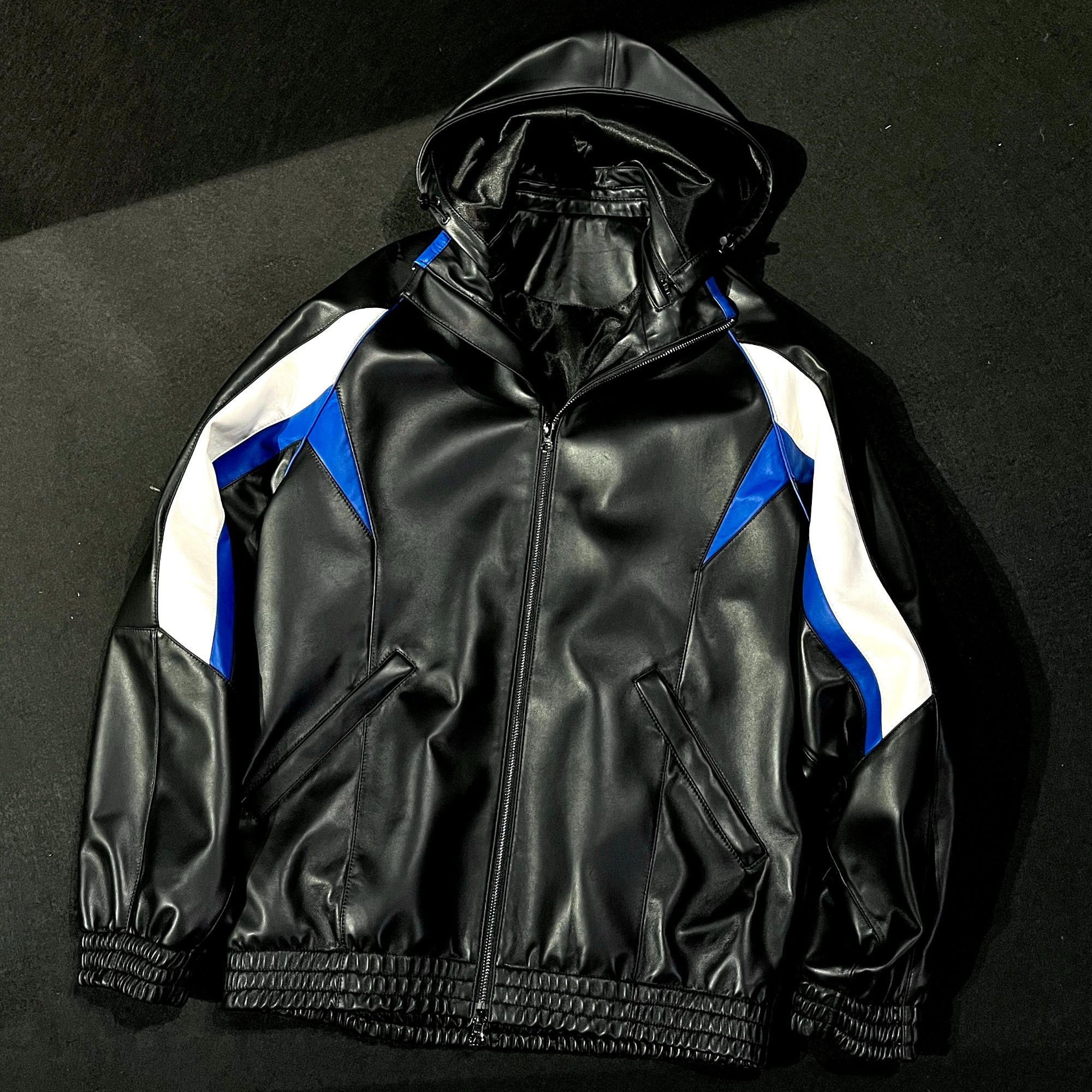 【ALRIGHT】撞色Australia绵羊真皮撞色冲锋衣#3306廓形连帽可脱卸