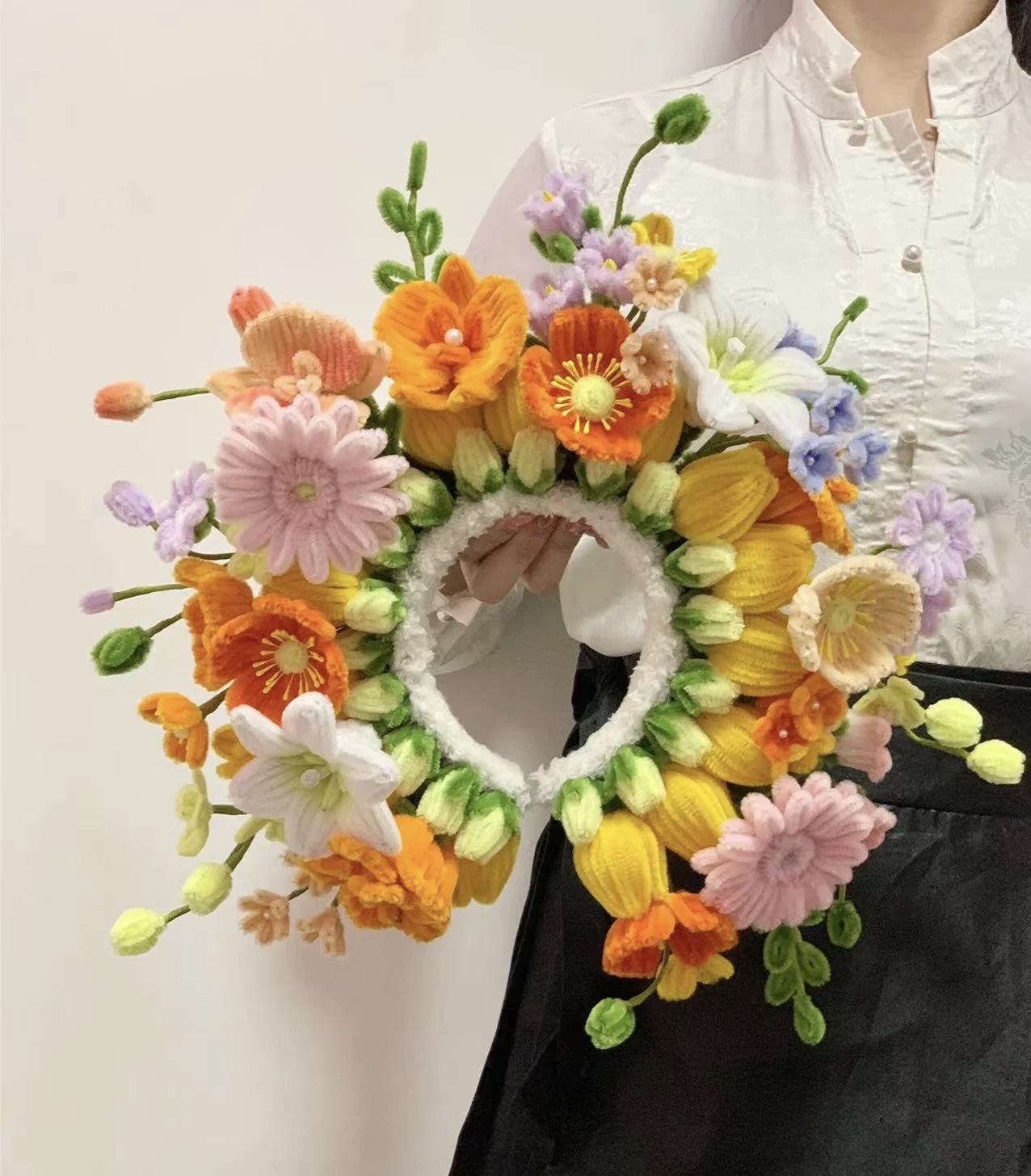 浔埔簪花女超仙扭扭棒手工 DIY材料包中式古风蟳蜅仙女鲜花头箍