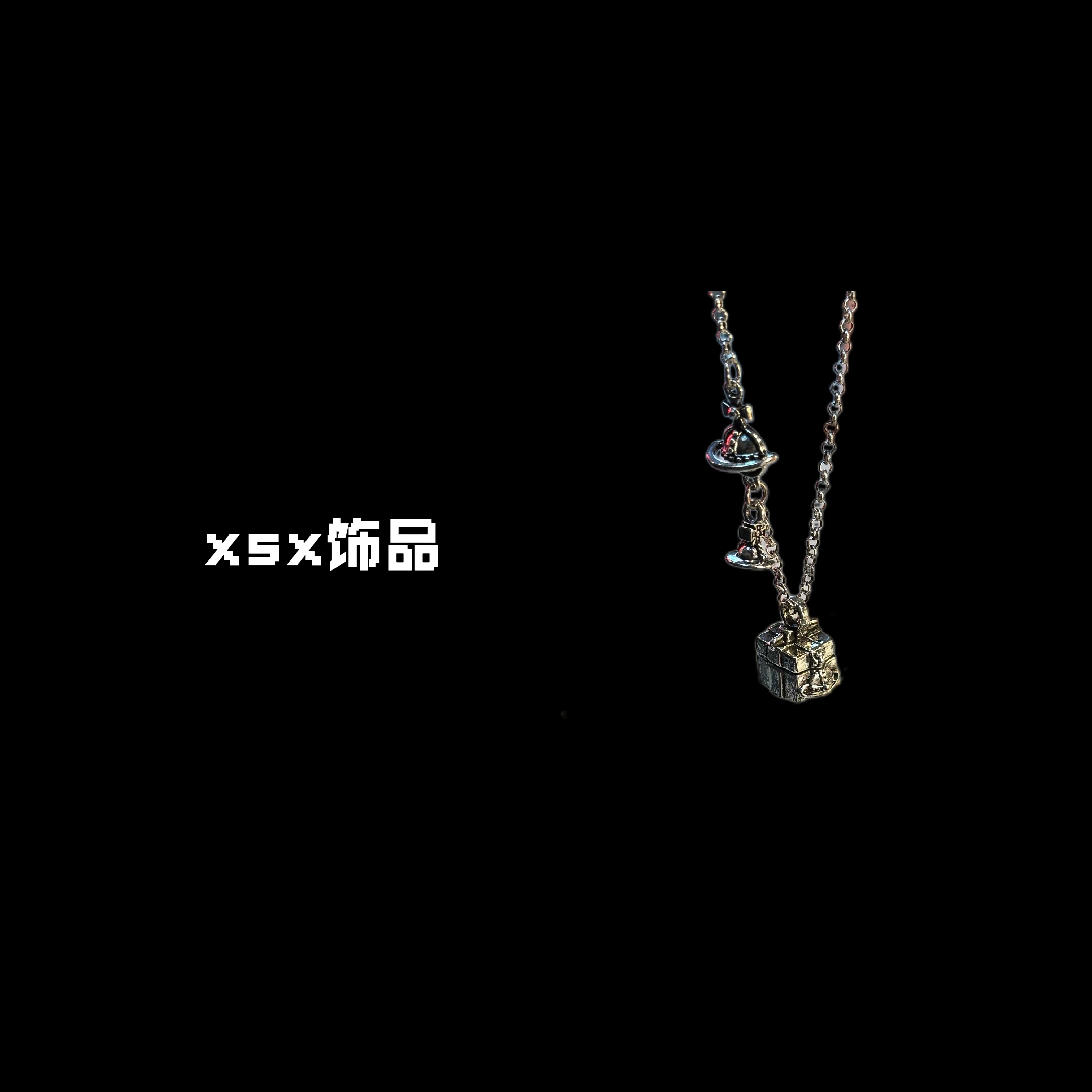 钛钢玻璃吊坠 不掉色复古做旧礼物盒子吊坠