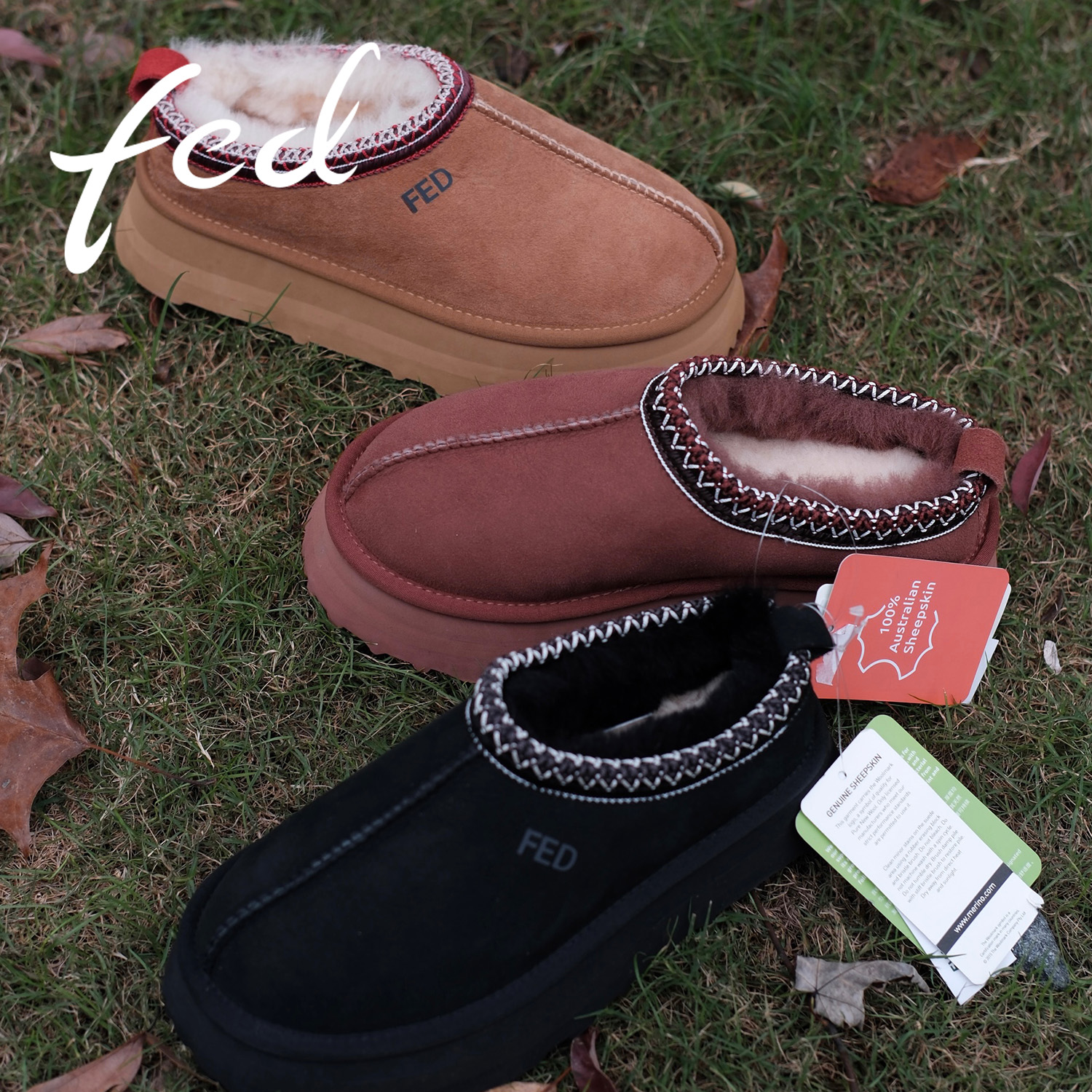 【雪地靴清仓】FED女鞋冬新款澳洲进口羊皮毛一体雪地靴DDH0145