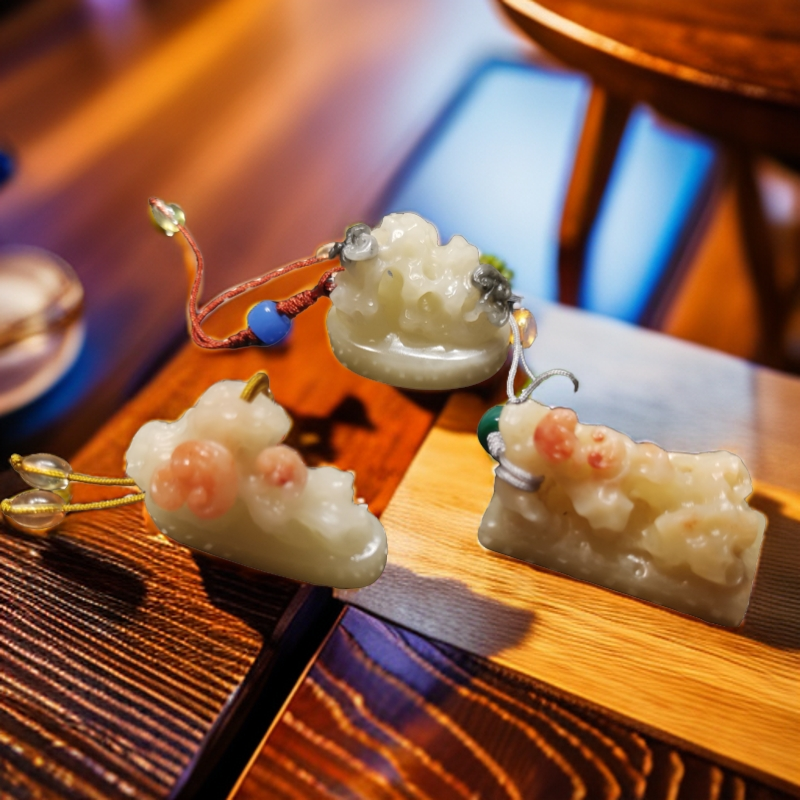 福建寿山石俏色芙蓉石太湖石灵芝赐福印章